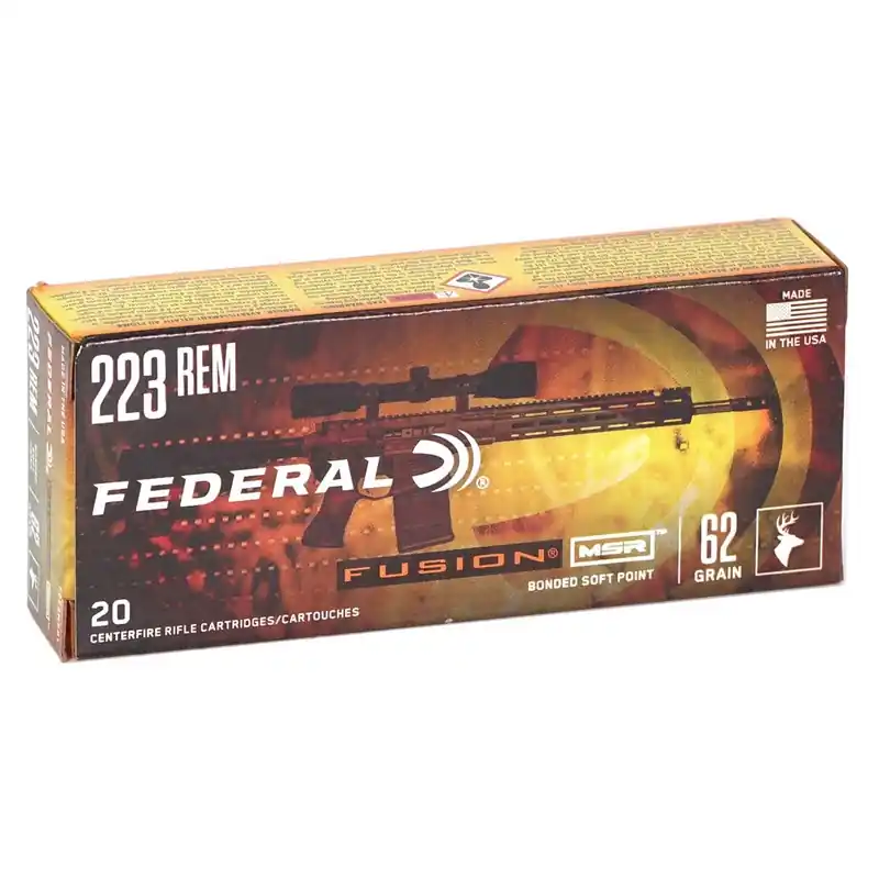 Federal Fusion MSR 2,750 fps 223 Remington 62 Grain Bonded Soft Point Rifle Ammunition