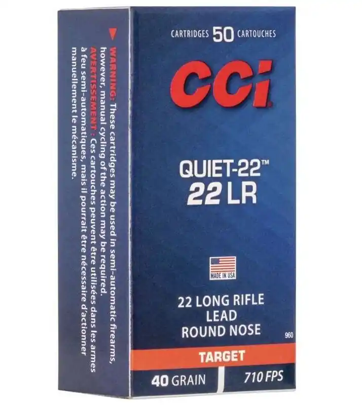 CCI Quiet 710 fps 22 Long Rifle 40 Grain Lead Round Nose Rimfire Ammunition