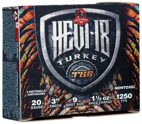 Hevi-Shot Hevi-18 TSS 1250fps 20ga 3" 1-1/2oz 9 Shot Turkey Hunting Shotgun Ammunition