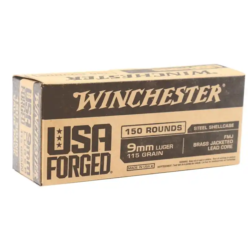 Winchester USA Forged 1,190 fps 9mm Luger 115 Grain Full Metal Jacket Handgun Ammunition