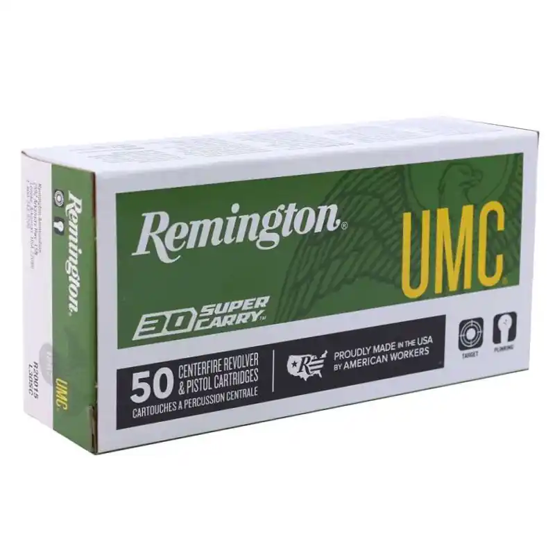 Remington UMC 1,250 fps 30 Super Carry 100 Grain Full Metal Jacket Handgun Ammunition