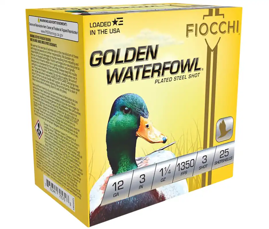 Fiocchi Golden Waterfowl 1,350 fps 12 Gauge 3" 1-1/4 oz. 3 Steel Shot Shotgun Ammunition