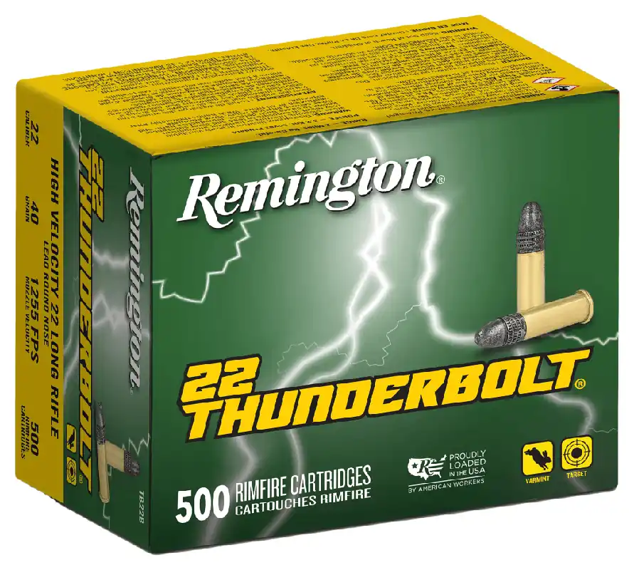Remington Thunderbolt 1,250 fps 22 Long Rifle 40 Grain Lead Round Nose Rimfire Ammunition
