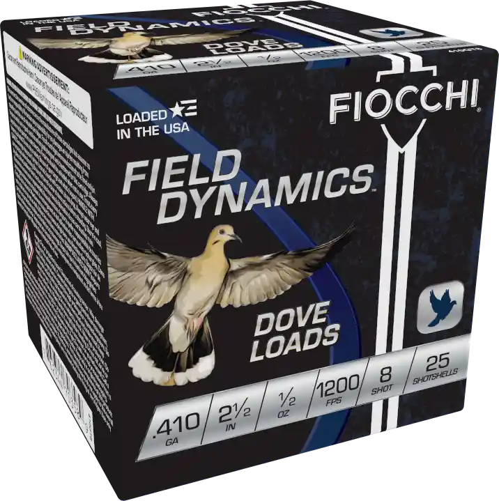 Fiocchi Field Dynamics 410ga 2-1/2" 1/2oz 8 Lead Dove & Quail Shotgun Ammunition