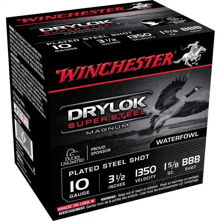 Winchester Drylok Super Steel 1450fps 10 Gauge 3 1/2‘‘ 1-5/8oz BBB Steel Shotgun Ammunition