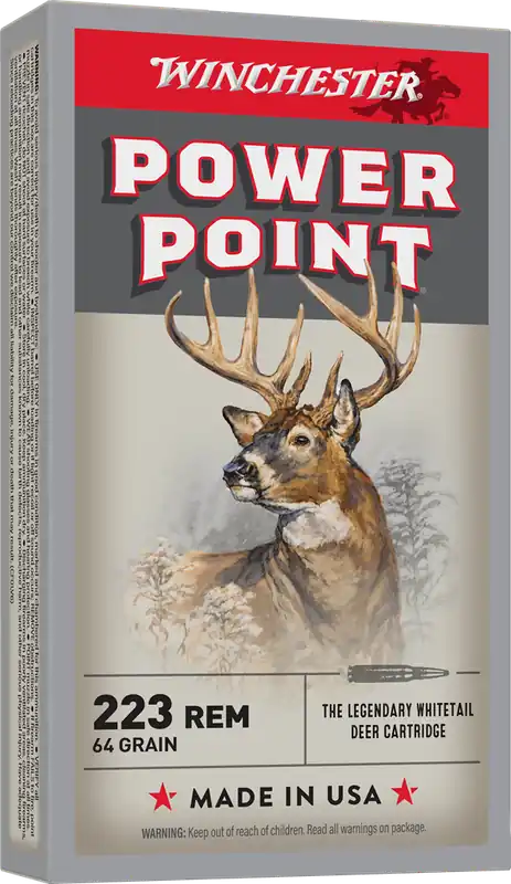 Winchester Power Point 223 Remington 64 Grain Whitetail Rifle Ammunition