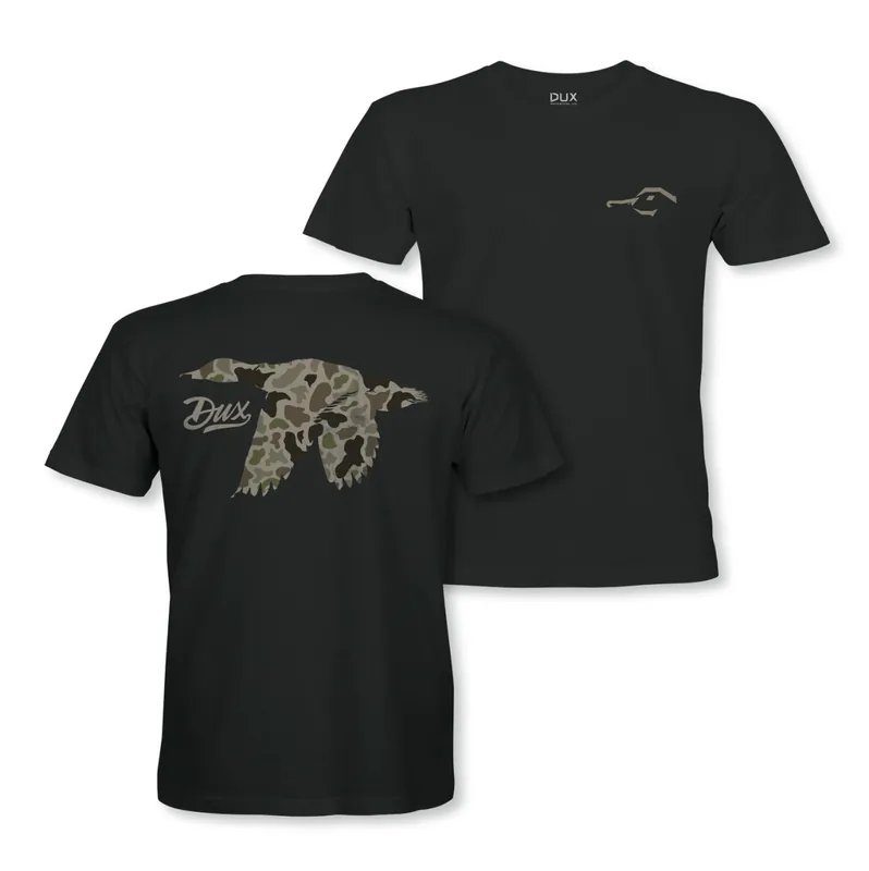 Men‘s Old School Camo Mallard Duck Graphic Short Sleeve Tee Shirt by Dux