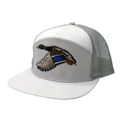 Mr. Mallard 7 Panel Hat in White and Fog by Local Boy Outfitters