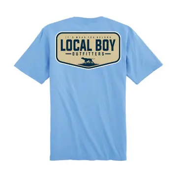 Men‘s Pointer Badge Short Sleeve Tee Shirt in Washed Denim by Local Boy Outfitters