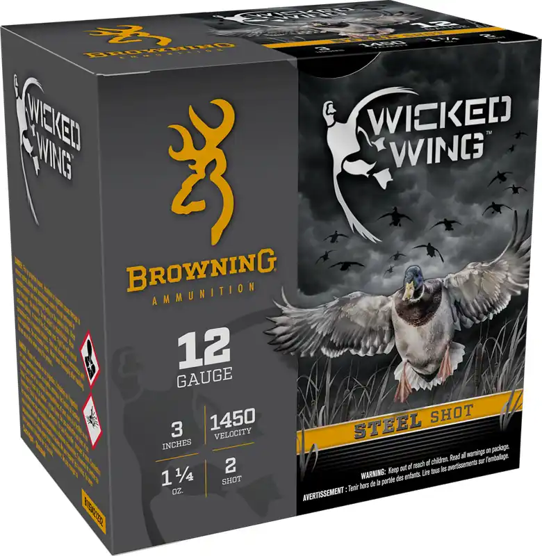 Browning Wicked Wing 1,450 fps 12 Gauge 3" 1-1/4 oz. 2 Steel Shot Shotgun Ammunition