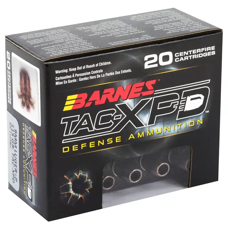 Barnes TAC-XPD Personal Defense 1,125 fps 9mm Luger +P 115 Grain TAC-XP Handgun Ammunition