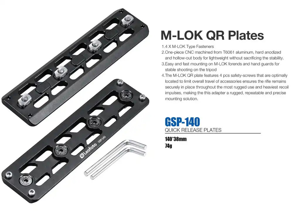 M-Lok Quick Release Keymod to Arca Adapter Plate by Leofoto