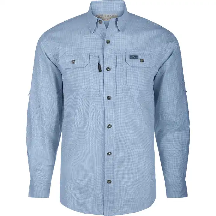 Frat Houndstooth Check Button Down Long Sleeve Shirt by Drake