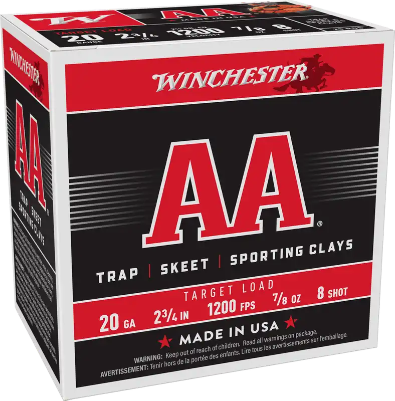Winchester AA 20ga 1200fps 2-3/4" 7/8oz 8 Shotgun Ammunition