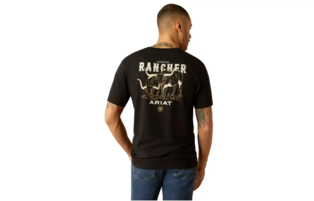 American Rancher Black Short Sleeve Tee Shirt by Ariat