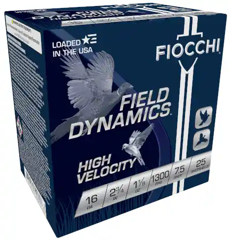 Fiocchi Field Dynamics 1300fps 16ga 2-3/4" 1-1/8oz 7.5 Lead Shotgun Ammunition