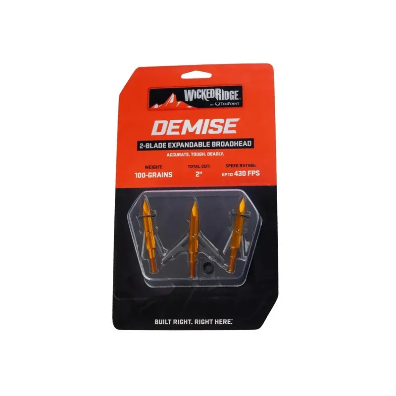 Wicked Ridge 3 Pack 100 Grain 2 Blade Expandable Demise Broadheads by TenPoint
