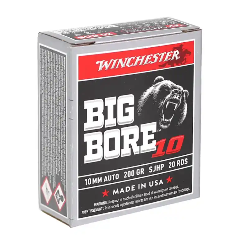 Winchester Big Bore 1,175 fps 10mm Auto 200 Grain Semi Jacketed Hollow Point Handgun Ammunition