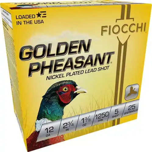 Fiocchi Golden Pheasant 1,250 fps 12 Gauge 2-3/4" 1-3/8 oz. 5 Lead Shot Shotgun Ammunition