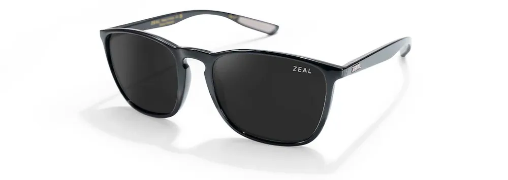 Gypsum Sunglasses with Gloss Black Frames and Dark Grey Lenses by Zeal