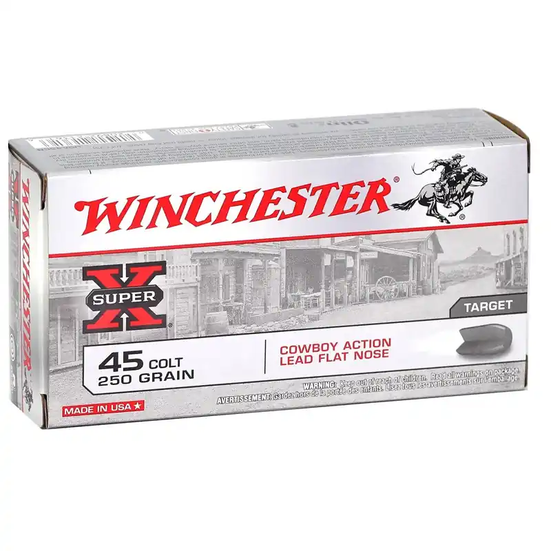 Winchester USA Super X Cowboy Action 750 fps 45 Long Colt 250 Grain Lead Flat Nose Handgun Ammunition