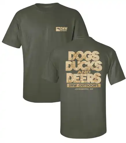 Dogs Ducks and Deer DNW Outdoors Logo Shor Sleeve Tee Shirt