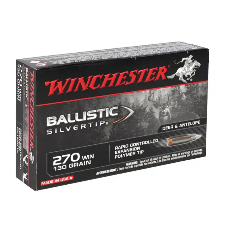 Winchester Ballistic Silvertip 3,050 fps 270 Winchester 130 Grain Rapid Controlled Expansion Polymer Tip Rifle Ammunition