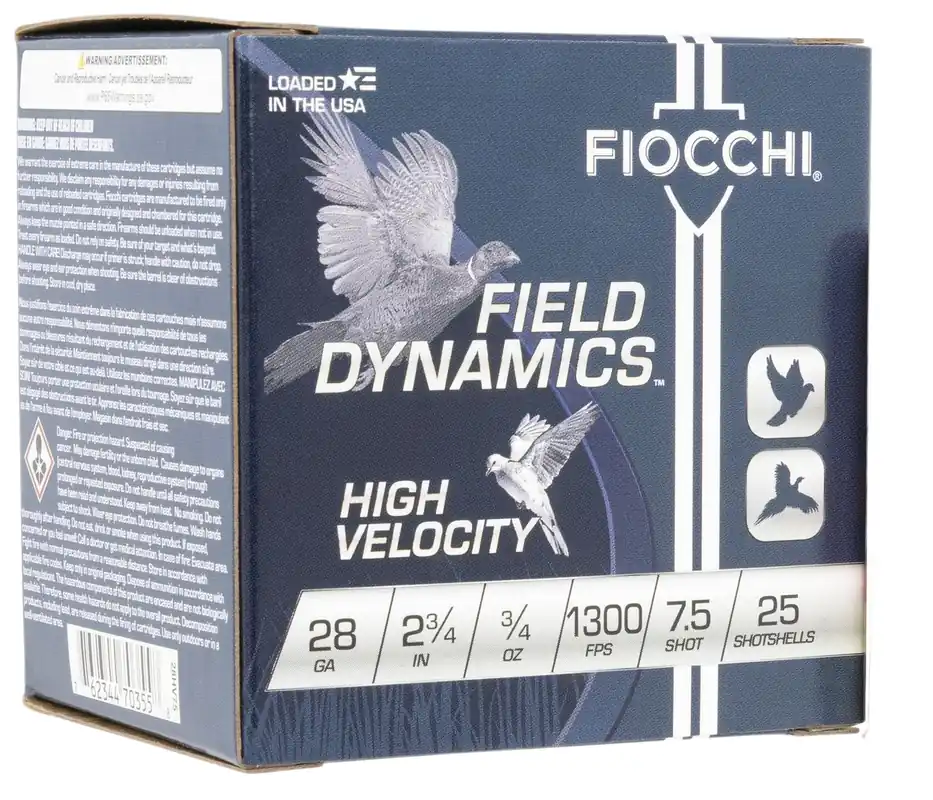 Fiocchi Field Dynamics 1,300 fps 28 Gauge 2-3/4" 3/4 oz. 7.5 Lead Shot Shotgun Ammunition