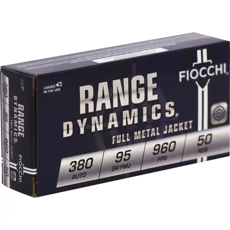 Fiocchi Range Dynamics 960 fps 380 ACP 95 Grain Full Metal Jacket Handgun Ammunition