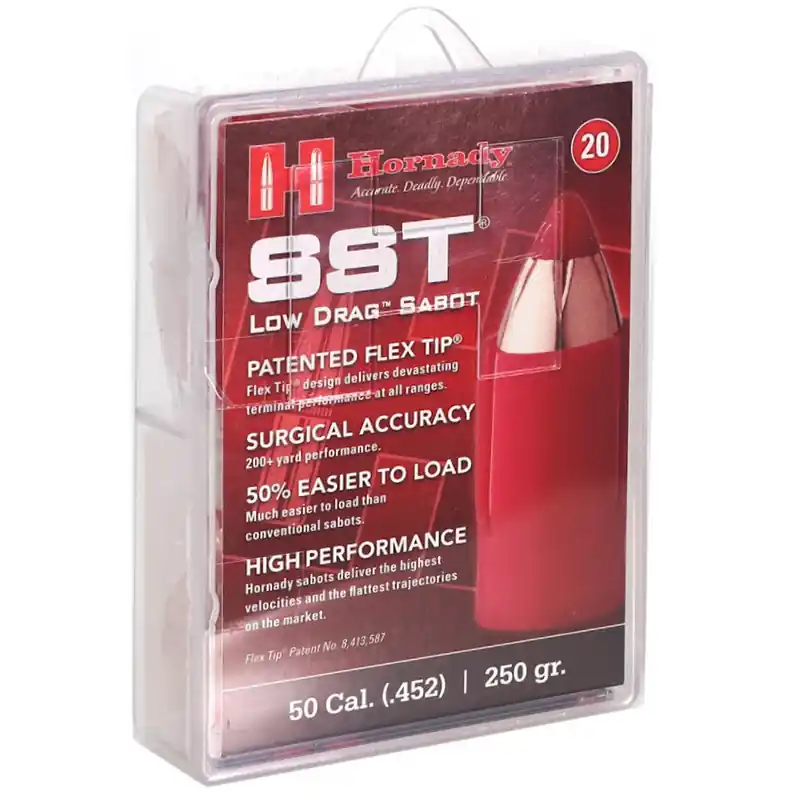 Hornady Super Shock Tip 2,250 fps 50 Caliber 250 Grain Sabot Low Drag Sabot Rifle Ammunition