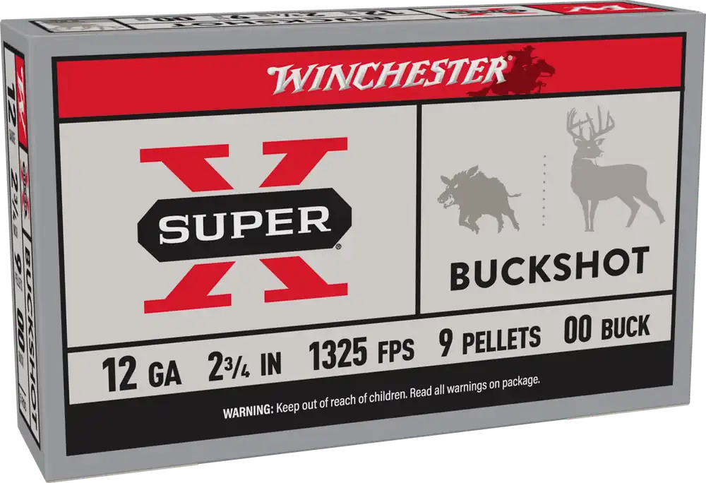 Winchester Super-X 1,325 fps 12 Gauge 2-3/4" 9 Pellet 00 Buckshot Shotgun Ammunition