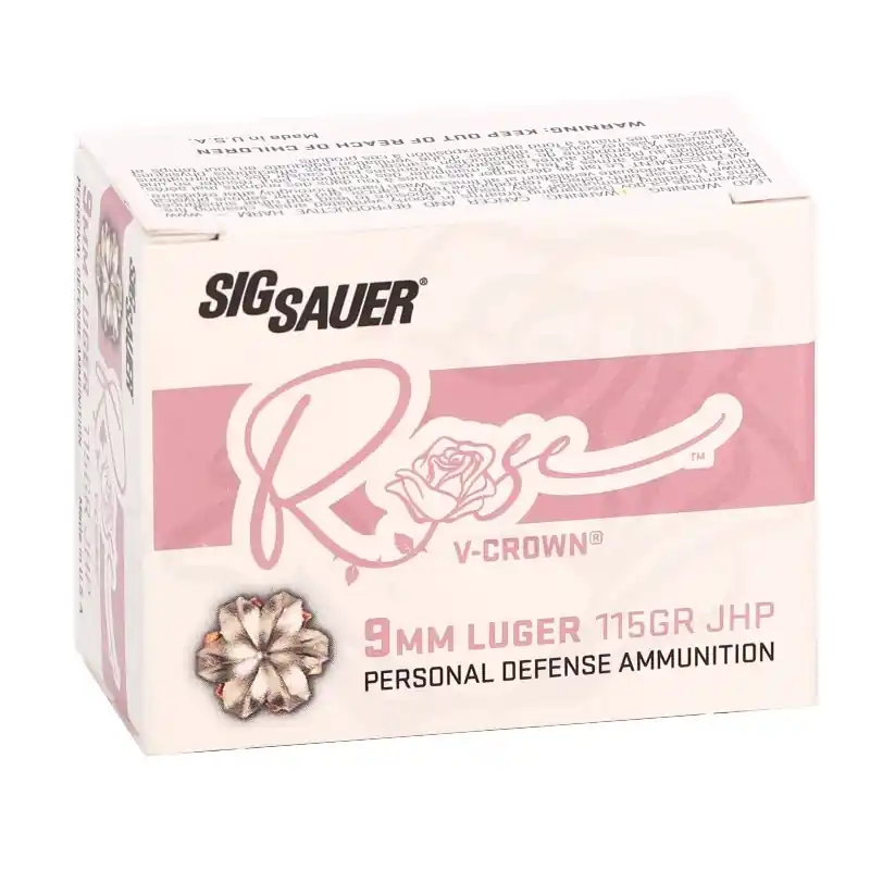 Sig Sauer Rose V Crown 1,050 fps 9mm Luger 115 Grain Jacketed Hollow Point Handgun Ammunition