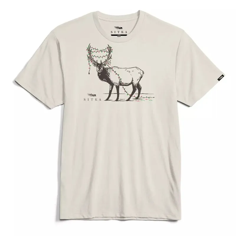 Men‘s Deer Strung Up Christmas Lights Tee by Sitka
