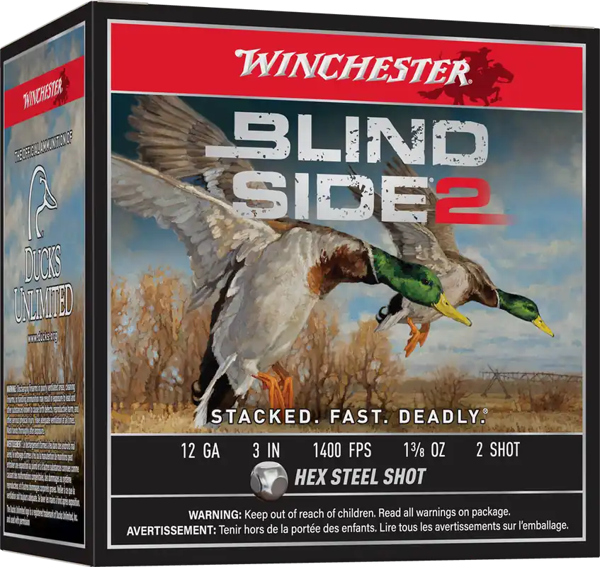 Winchester Blind Side 2 12ga 3" 1400FPS 1-3/8oz 2 Hex Steel Waterfowl Shotgun Ammunition