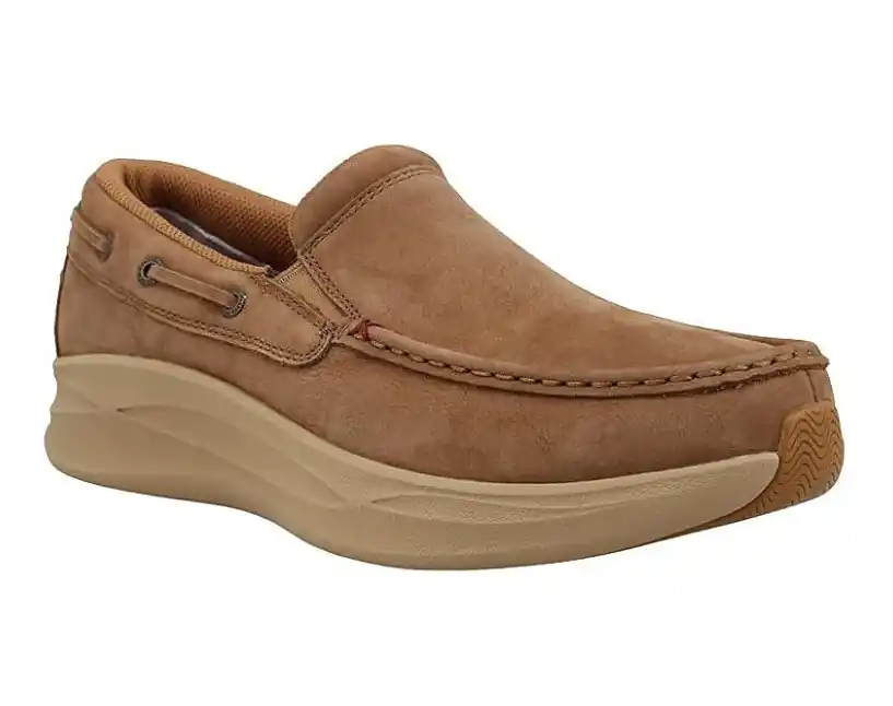 Men‘s Leather Feather Casual Slip On Camel Boat Shoes by Twisted X