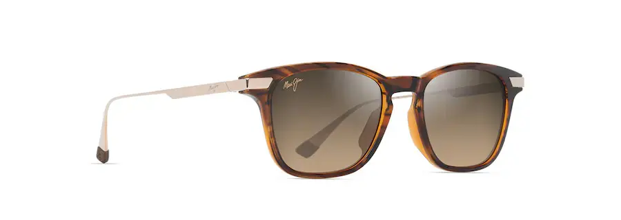 MANA‘OLANA Sunglasses with Shiny Dark Havana and Gold Frame and HCL® Bronze Lens By Maui Jim