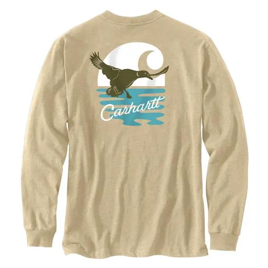 Men‘s Loose Fit Heavyweight Long Sleeve Duck Graphic Pocket Tee by Carhartt