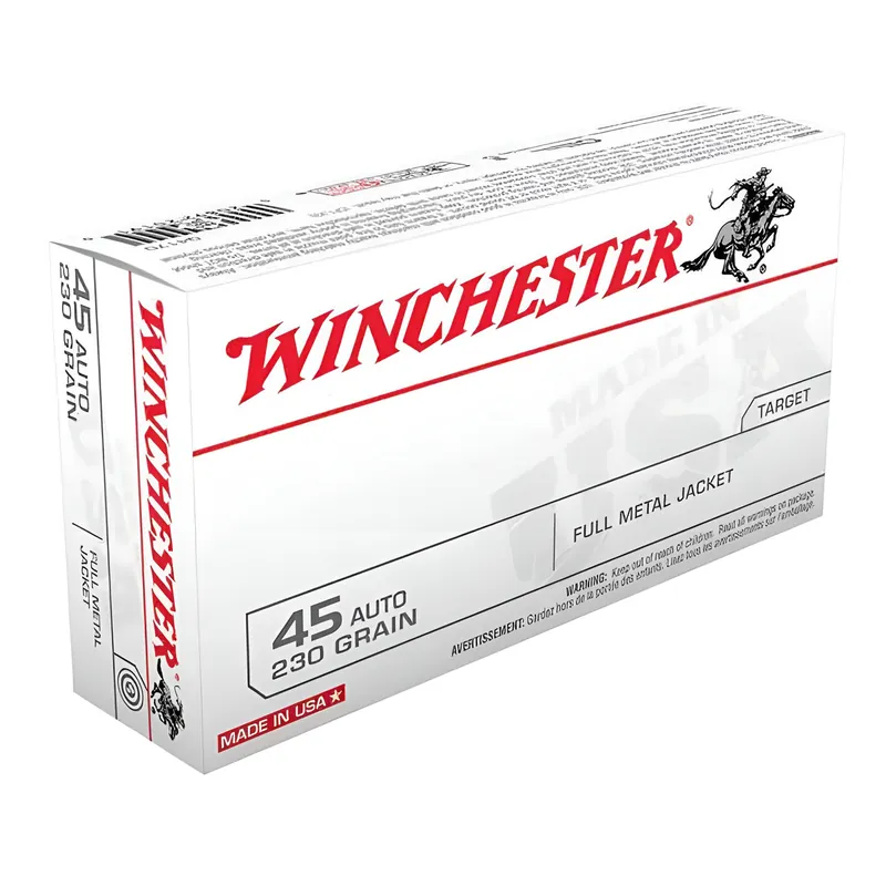 Winchester USA Target & Practice 835 fps 45 ACP 230 Grain Full Metal Jacket Rifle Ammunition
