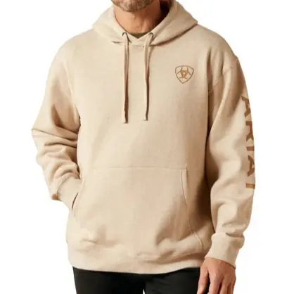 Men‘s Oatmeal Ariat Logo Pullover Hoodie by Ariat