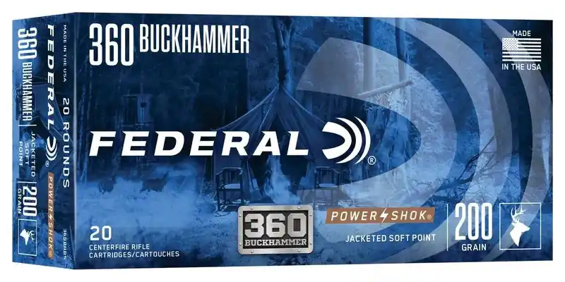 Federal Power Shok 2,200 fps 360 Buckhammer 200 Grain Jacketed Soft Point Rifle Ammunition