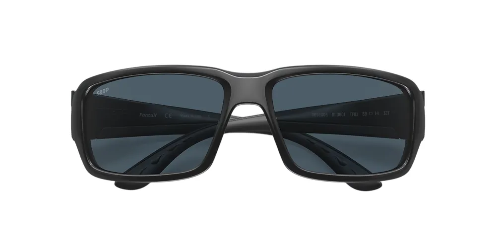 Fantail Sunglasses with Matte Clear Frames and Gray Polarized Polycarbonate Lenses by Costa Del Mar