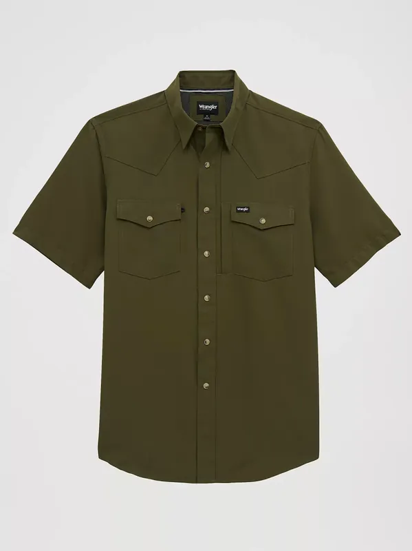 Western Performance Short Sleeve Solid Color Snap Shirt by Wrangler