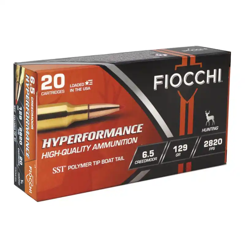 Fiocchi Hyperformance 2,820 fps 6.5 Creedmoor 129 Grain Hornady Super Shock Tip Polymer Tip Boat Tail Rifle Ammunition