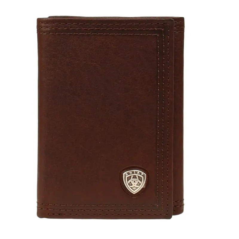 Dark Copper Tri-Fold Wallet with Small Shield Logo by Ariat