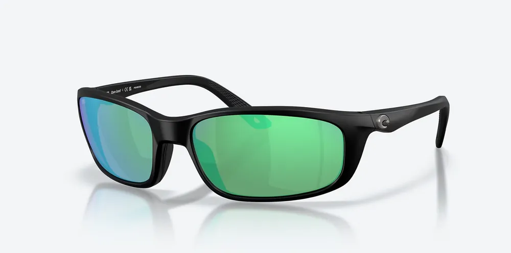 Brine II Matte Black Sunglasses with 580g Green Polarized Glass Lenses by Costa Del Mar