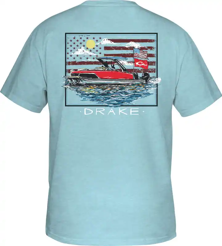 American Pontoon Flag Short Sleeve Tee Shirt by Drake