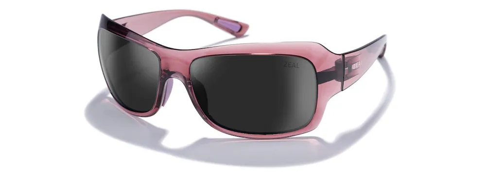 Nucla Sunglasses with Plum Gloss Frames and Dark Grey by Zeal