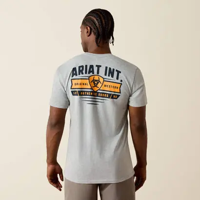 Ariat Banner Badge Short Sleeve Tee Shirt in Grey by Ariat