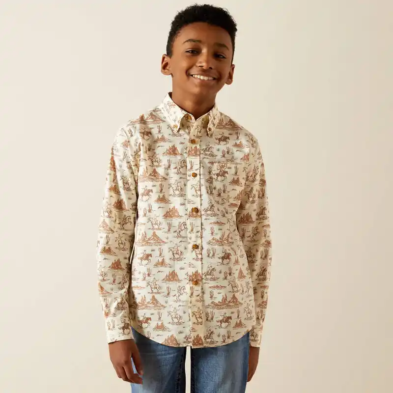 Youth Saint Long Sleeve Shirt in Off White by Ariat