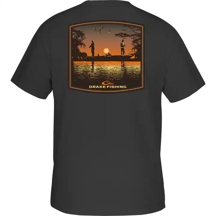 Bass Fishing Sunset Short Sleeve Tee by Drake Waterfowl